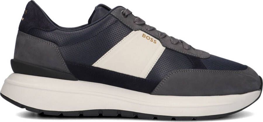 Hugo Boss Blauw Leren Mesh Sneakers Multicolor Heren