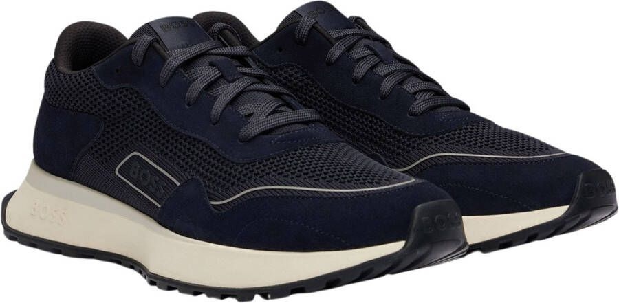 BOSS Lage Sneakers Heren Jonah_runn Maat: 41 Materiaal: Suède Kleur: Blauw