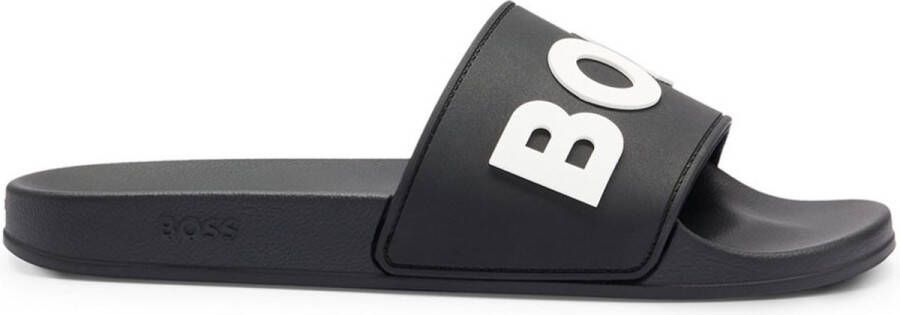 Hugo Boss Print Patroon Pantoffels Mannen Herfst Winter Zwart Black Heren