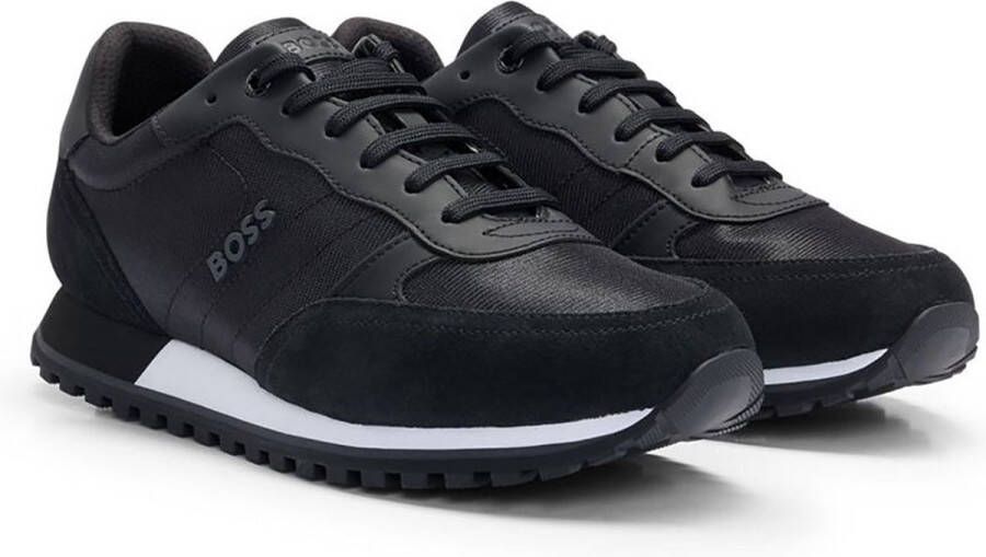 BOSS Parkour-l Runn Lage sneakers Leren Sneaker Heren Zwart