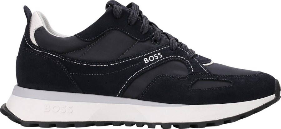 Hugo Boss Blauwe Leren Sneakers met Logo Applique Blue Heren