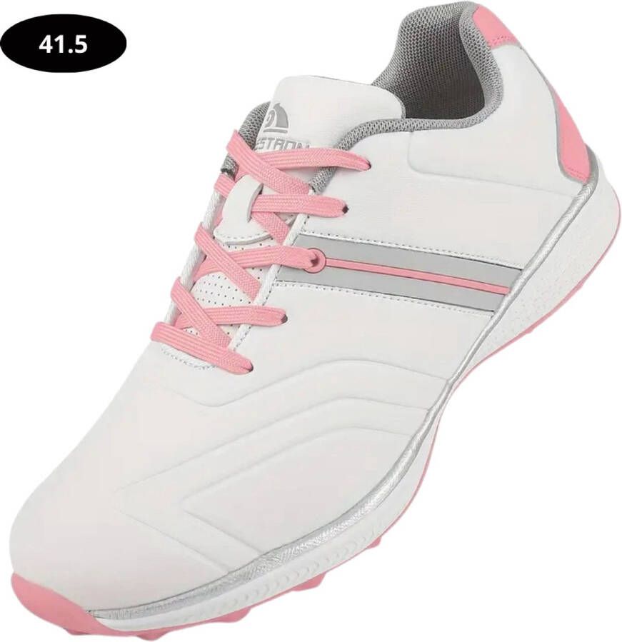 Bovista Golfschoenen Dames- Sneakers Golfkleding Golfschoenen Antislip Waterdicht Golfen Wit & Roze