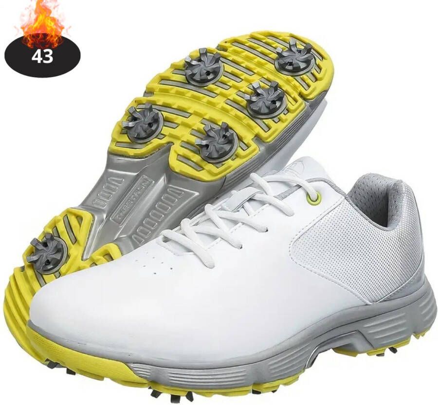 Bovista Golfschoenen Heren Golfkleding Golfschoenen Antislip Waterdicht Golfen Met Spikes Grijs Groen