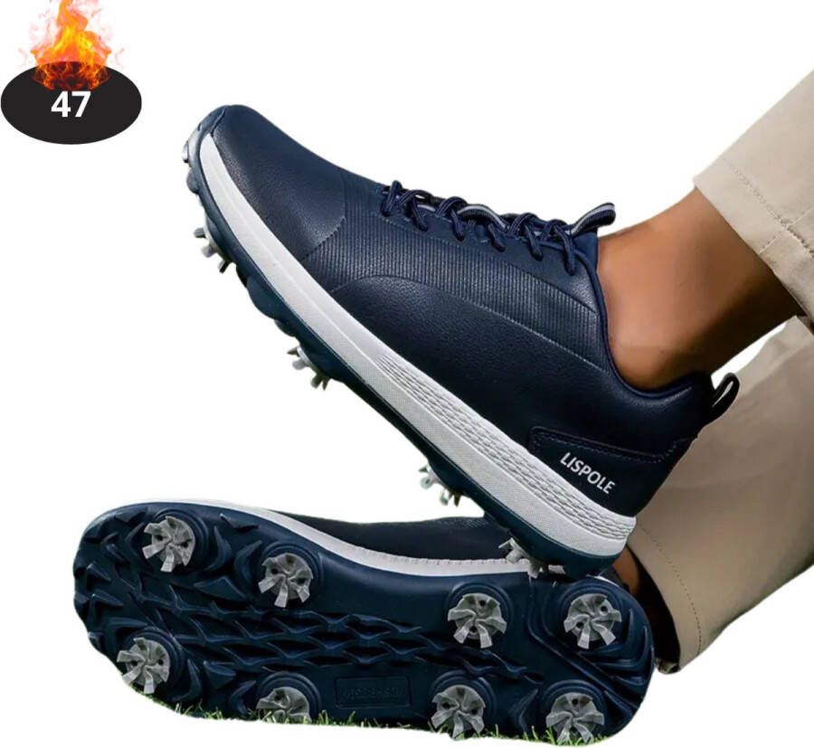 Bovista Golfschoenen Heren Golfkleding Golfschoenen Antislip Waterdicht Golfen Met Spikes Marineblauw