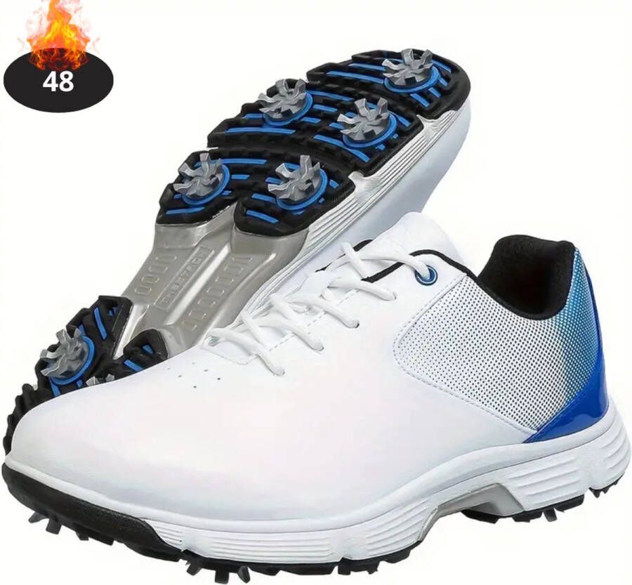 Bovista Golfschoenen Heren Golfkleding Golfschoenen Antislip Waterdicht Golfen Met Spikes Wit Blauw