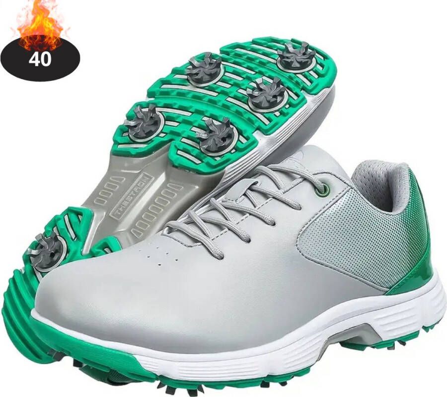 Bovista Golfschoenen Heren Golfkleding Golfschoenen Antislip Waterdicht Golfen Met Spikes Wit Geel