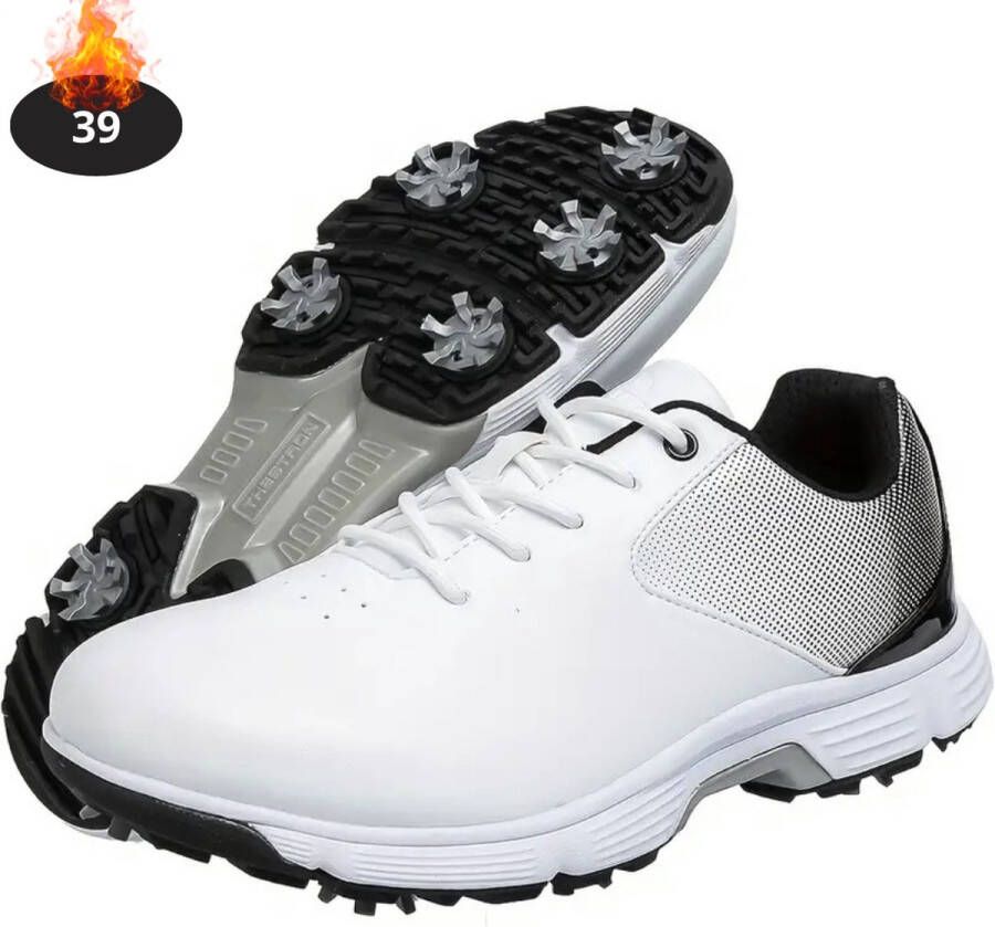 Bovista Golfschoenen Heren Golfkleding Golfschoenen Antislip Waterdicht Golfen Met Spikes Wit Zwart