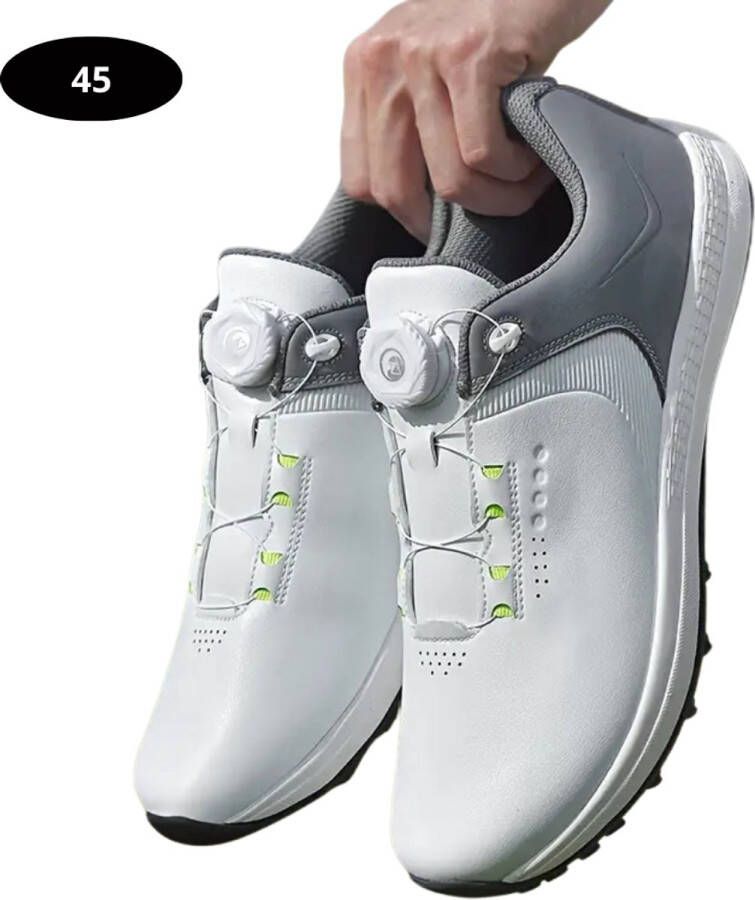 Bovista Golfschoenen Heren Sneakers Golfkleding Golfschoenen Antislip Waterdicht Golfen Grijs & Wit