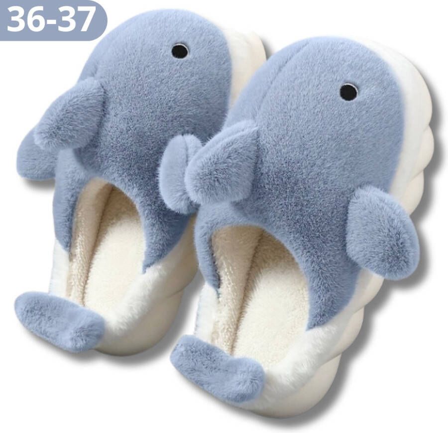 Bovista Pantoffels Sloffen Slippers Warme Pantoffels Pluche En 37 Haai Blauw