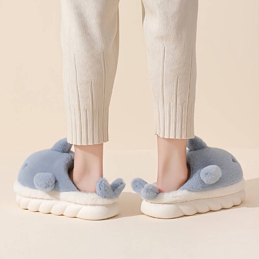 Bovista Pantoffels Sloffen Slippers Warme Pantoffels Dames Heren Pluche En 37 Haai Licht Grijs