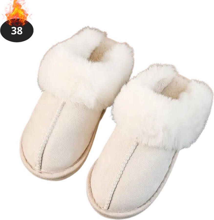 Bovista Warme Pantoffels Sloffen Slippers Pluche Beige