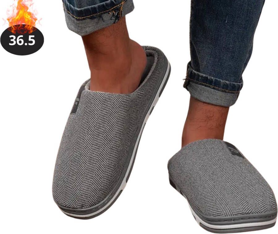 Bovista Warme Pantoffels Sloffen Slippers Pluche Donkergrijs