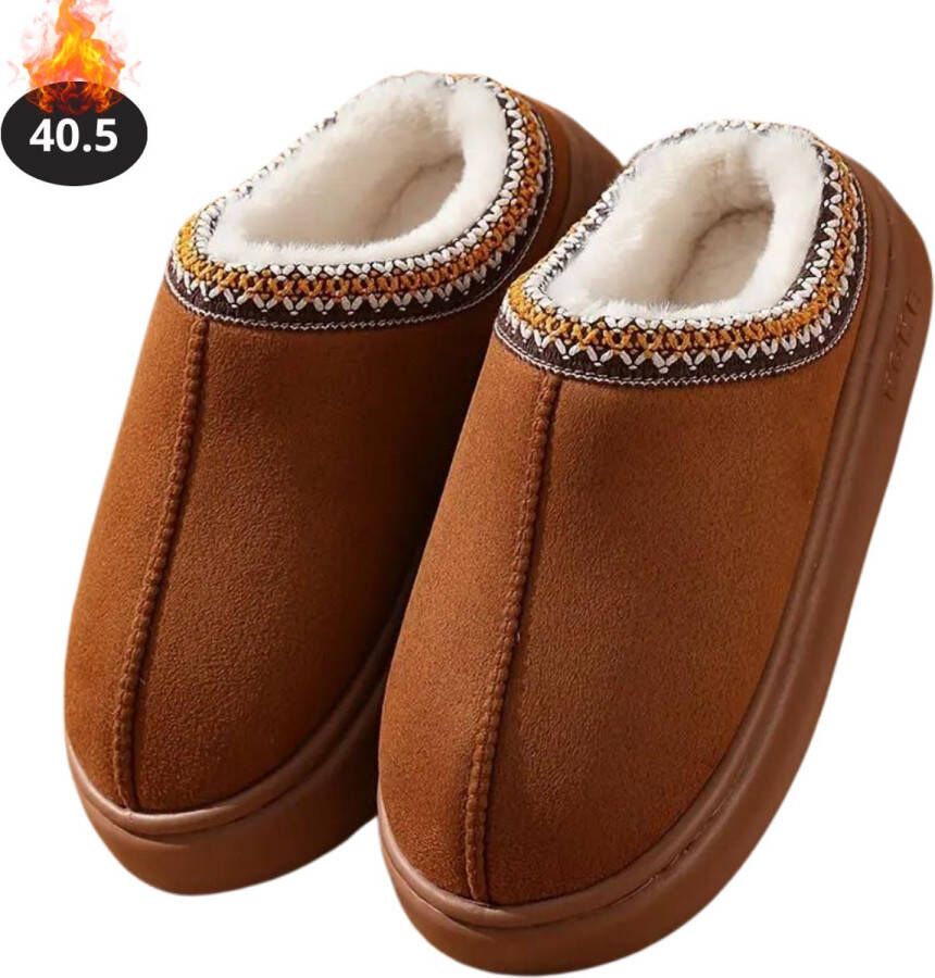 Bovista Warme Pantoffels Sloffen Slippers Pluche Kameel