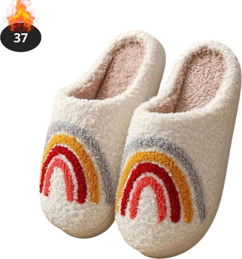 Bovista Warme Pantoffels Sloffen Slippers Pluche Regenboog