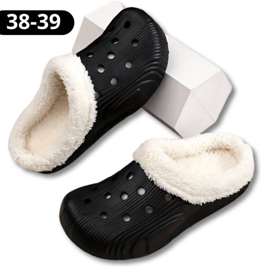 Bovista Warme Pantoffels Sloffen Slippers Pluche Zwart