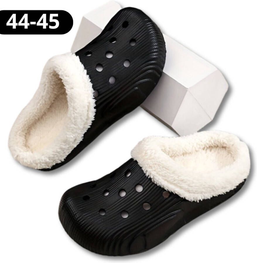 Bovista Warme Pantoffels Sloffen Slippers Pluche Zwart