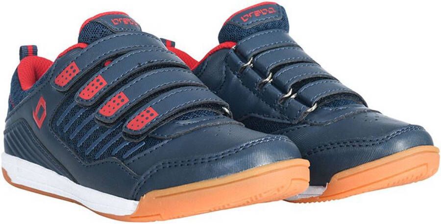 Brabo Velcro Indoor Hockeyschoenen Kinderen Navy Red