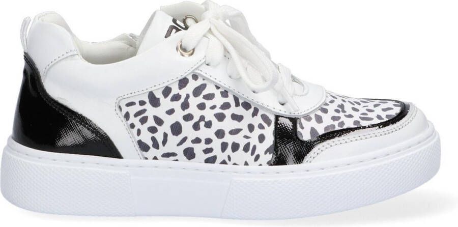 Braqeez 421303 600 Meisjes Lage Sneakers Wit Print Leer Veters