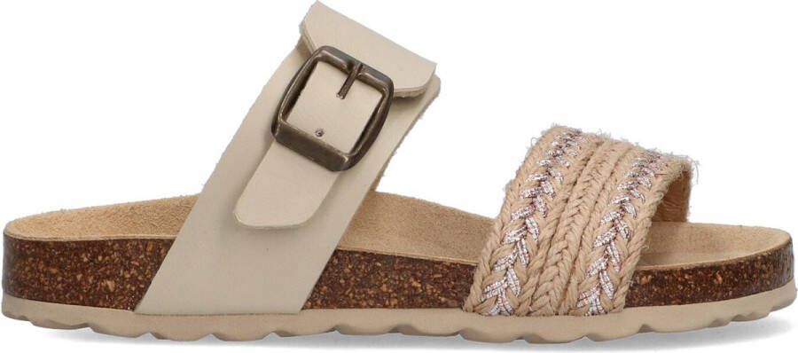 Braqeez 422421-502 Meisjes Slippers Beige Imitatieleer Gesp