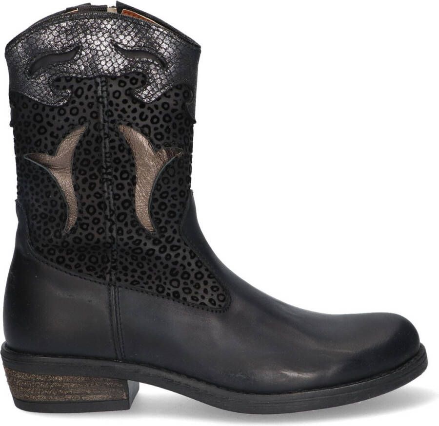 Braqeez 422734 589 Meisjes Cowboy Boots Zwart Leer Ritssluiting