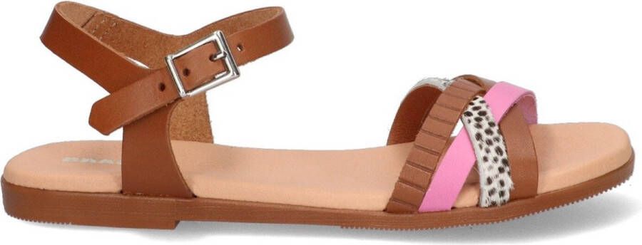 Braqeez 423004-513 Meisjes Sandalen Bruin Roze Leer Gesp