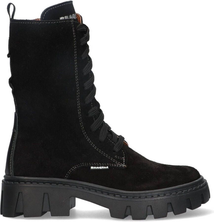 Braqeez 423762-489 Meisjes Veterboots Zwart Suède Veters