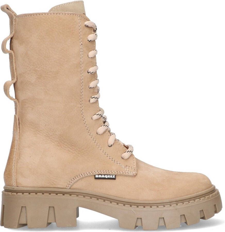 Braqeez Lotte London leren veterboots beige Meisjes Leer Effen 28 - Foto 1