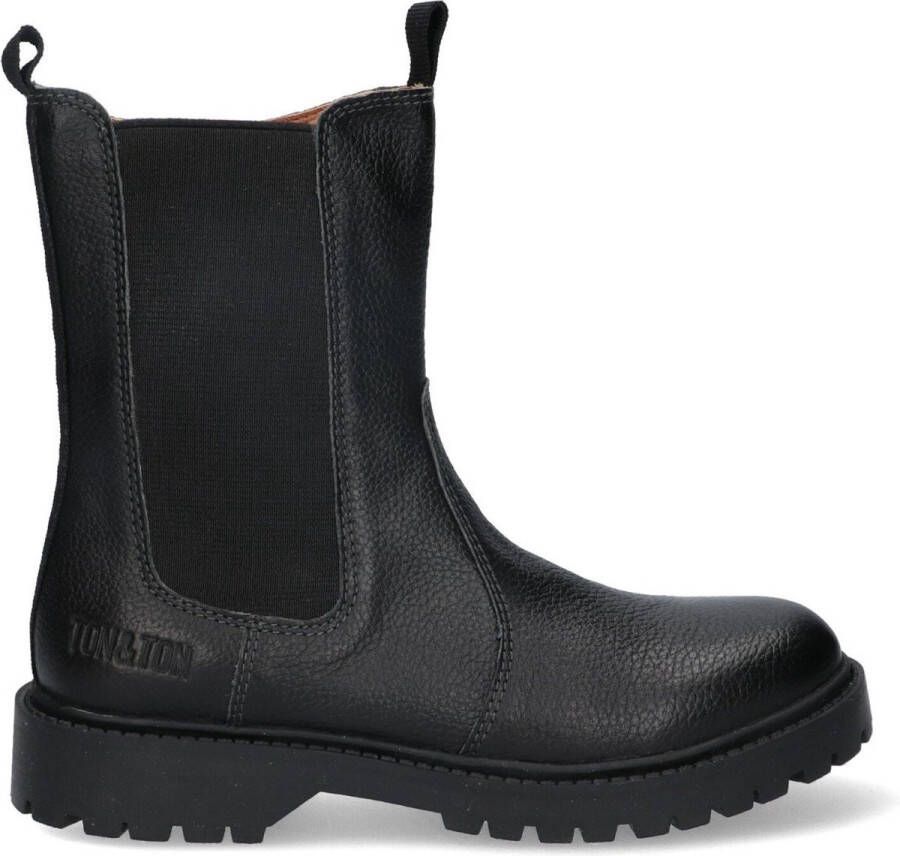 Braqeez 423774-689 Meisjes Chelsea Boots Zwart Leer Ritssluiting