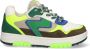 Braqeez 424249-469 Jongens Lage Sneakers Groen Geel Wit Blauw Nubuck Veters - Thumbnail 2