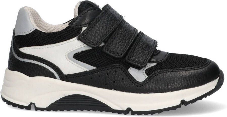 Braqeez 424269-589 Jongens Lage Sneakers Zwart Grijs Leer Klittenband