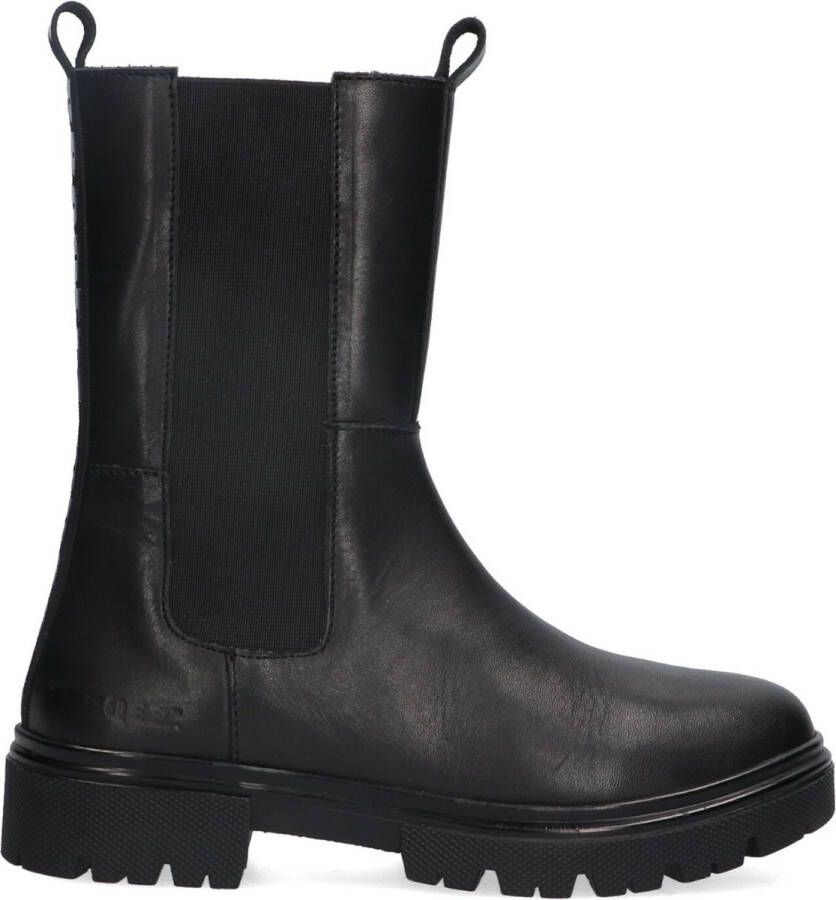 Braqeez 424563-589 Meisjes Chelsea Boots Zwart Leer Ritssluiting