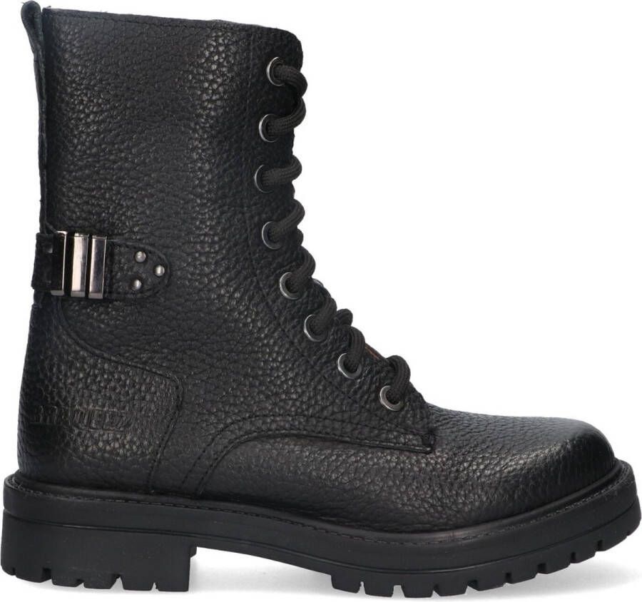 Braqeez 424761-589 Meisjes Veterboots Zwart Leer Veters