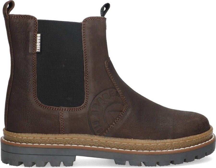 Braqeez 424922-517 Jongens Chelsea Boots Bruin Leer Elastiek Met Rits