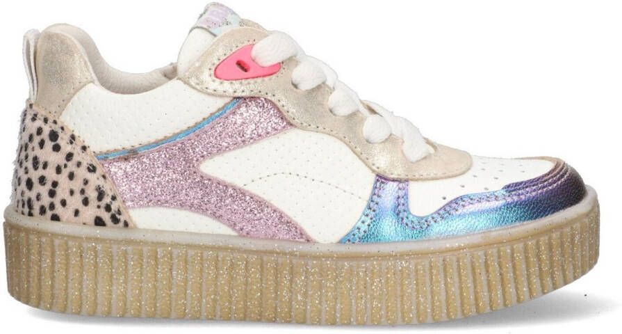 Braqeez 425230-926 Meisjes Lage Sneakers Multicolor Leer Veters