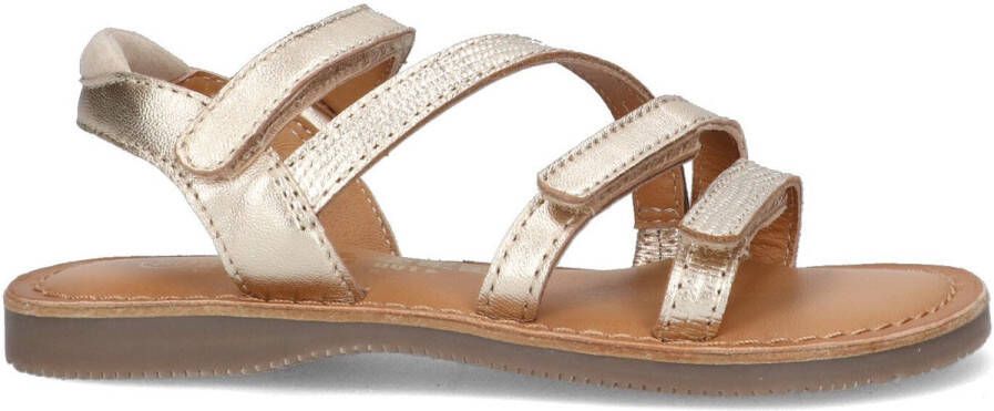 Braqeez 425012-594 Meisjes Platte Sandalen Goud Leer Klittenband