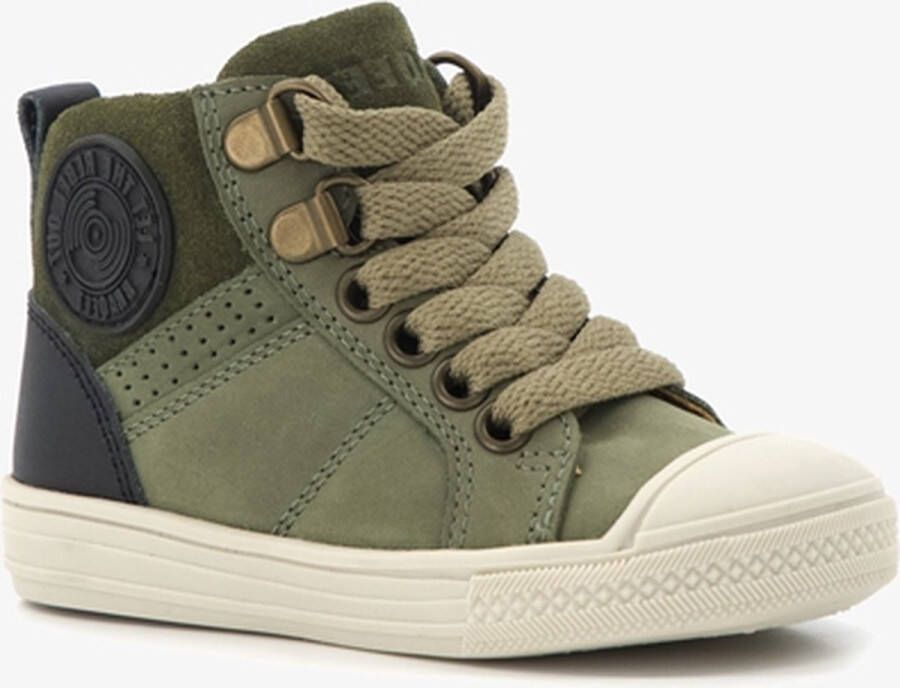 Braqeez hoge leren jongens sneakers groen