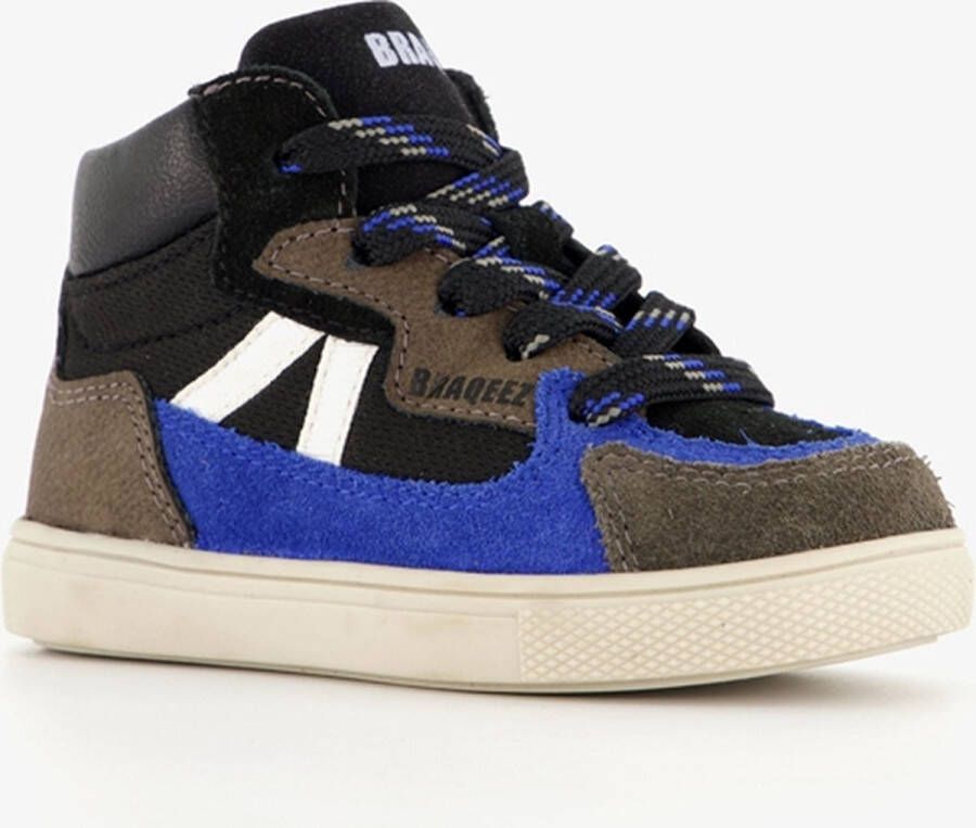 Braqeez hoge suede jongens sneakers zwart blauw Uitneembare zool