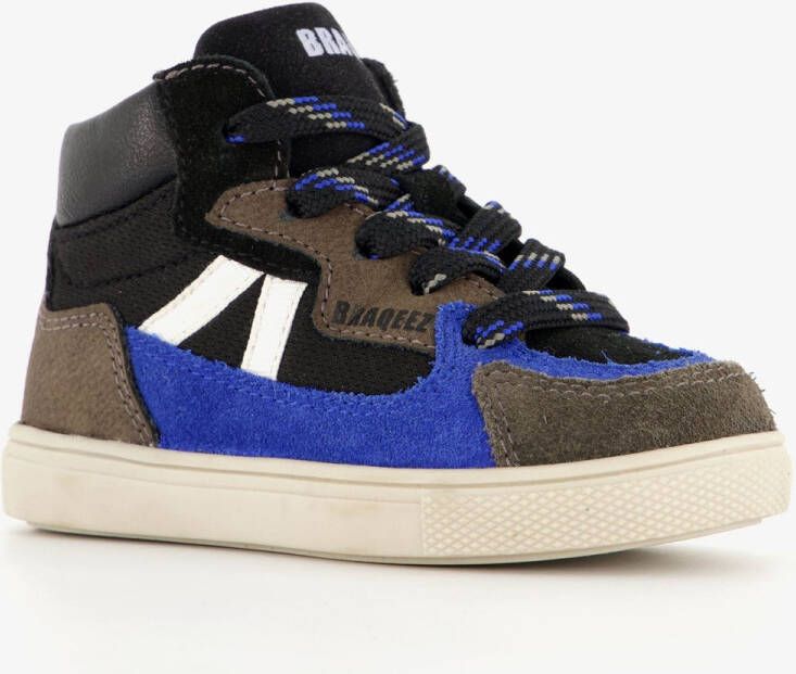 Braqeez hoge suede jongens sneakers zwart blauw Uitneembare zool