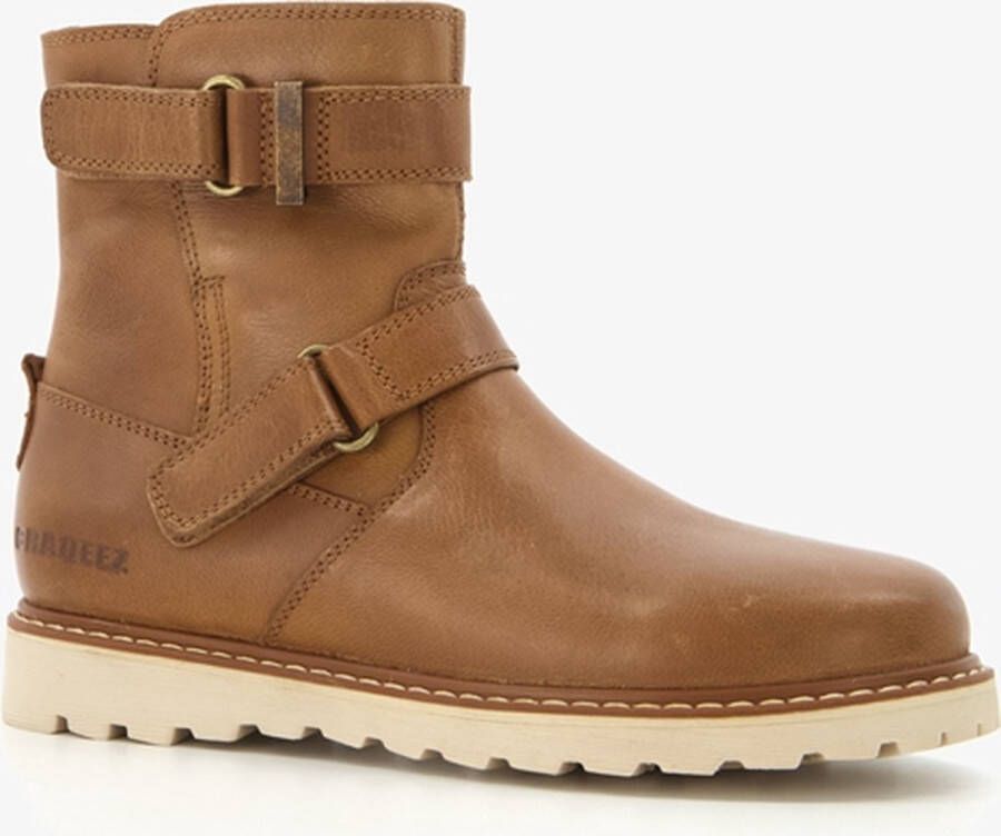 Braqeez leren jongens boots cognac bruin