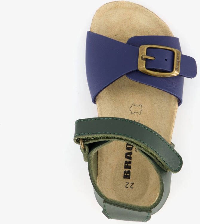 Braqeez leren jongens sandalen blauw groen