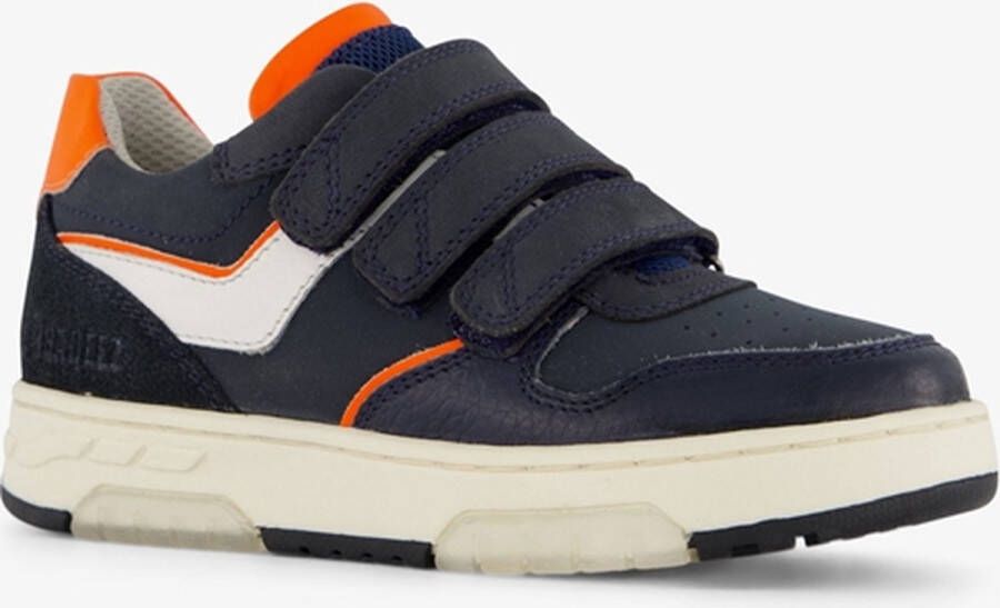 Braqeez leren jongens sneakers blauw oranje