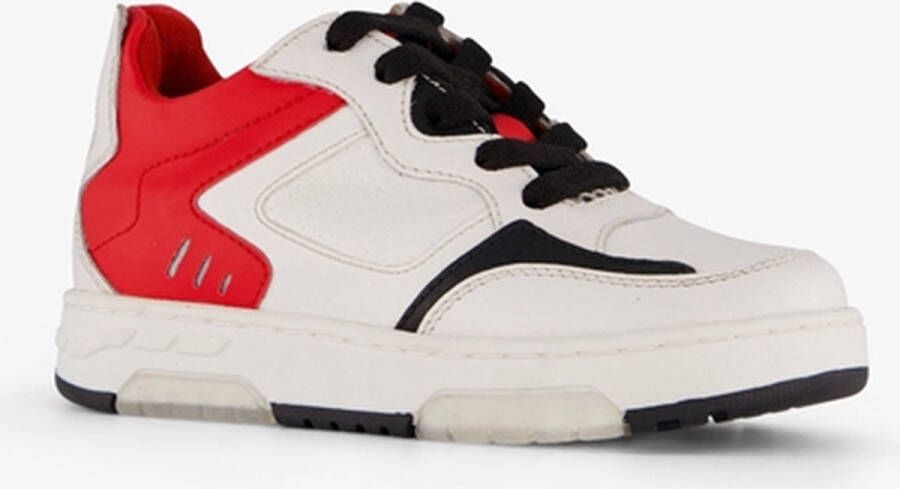 Braqeez leren jongens sneakers wit rood