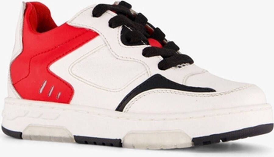 Braqeez leren jongens sneakers wit rood