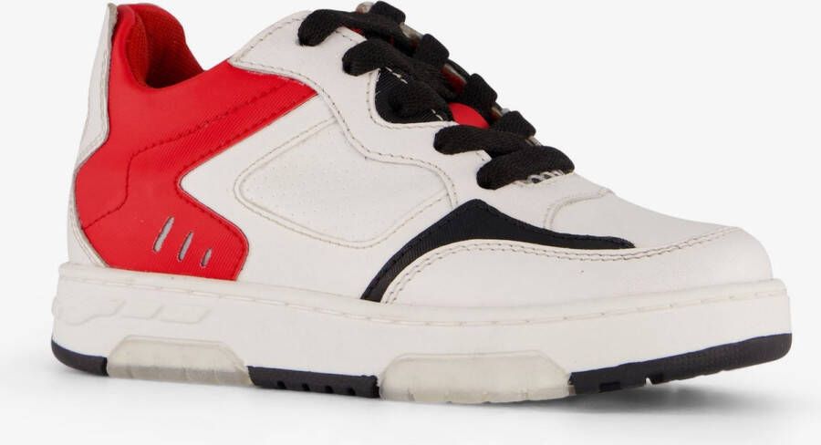 Braqeez leren jongens sneakers wit rood