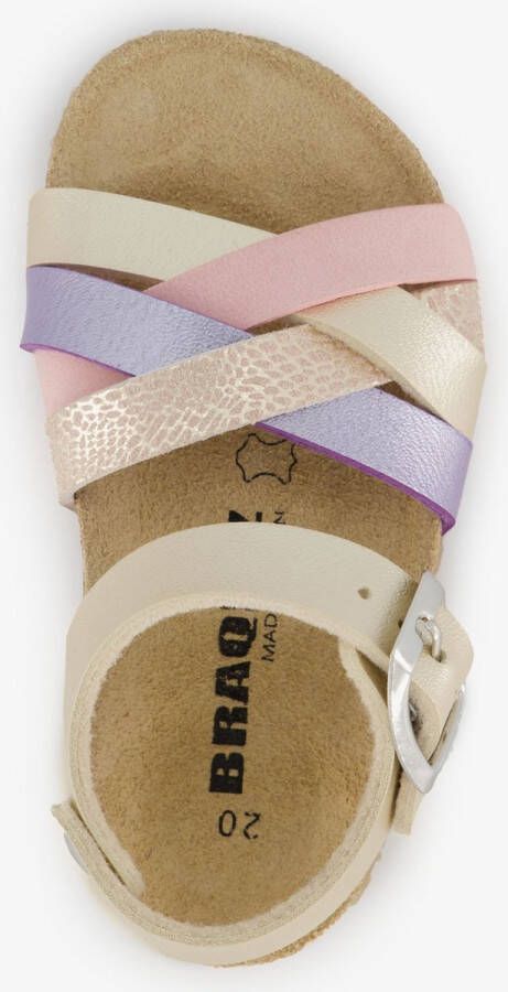 Braqeez leren meisjes bio sandalen pastelkleuren Beige