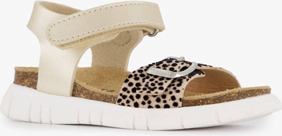 Braqeez leren meisjes sandalen cheetah print goud