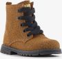 Braqeez leren meisjes veterboots bruin met stippen Uitneembare zool - Thumbnail 1