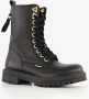 Braqeez leren meisjes veterboots zwart Uitneembare zool - Thumbnail 1