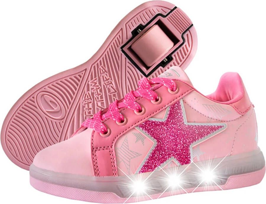 Breezy Rollers kinder sneakers met wieltjes roze Uitneembare zool Schoenen met wieltjes Rolschoenen