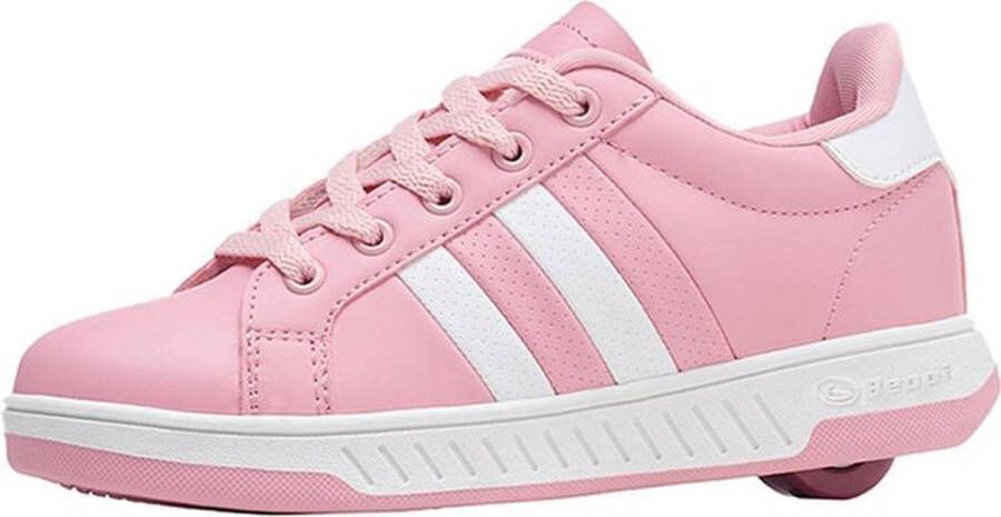 Breezy Rollers Rolschoenen Kindersneakers Schoenen met Wieltjes Roze Wit